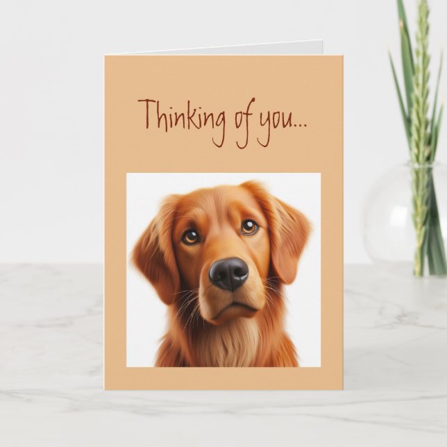 Thinking of You Sad Lonely Dog Pet Animal Card (Front)