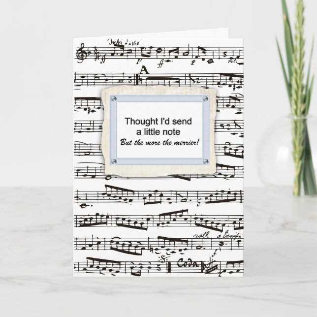 Thinking of you & sending a musical note or two card (Front)