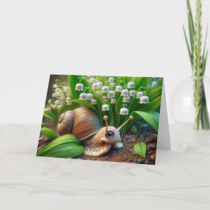 Thinking of You Snail In a Garden Card