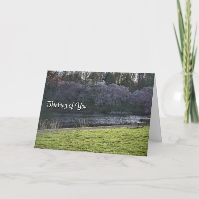 Thinking of You Spring Flowers and Pond Card (Front)
