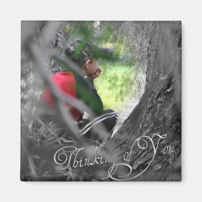 Thinking of You Square Magnet – Soft Nature Photo (Front)