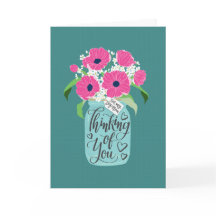 Thinking Of You Step Mum  Mason Jar of Pink Floral