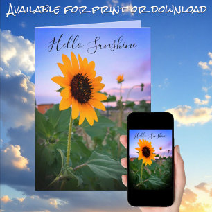 Thinking of You Sunflower at Sunset Photo Custom Card