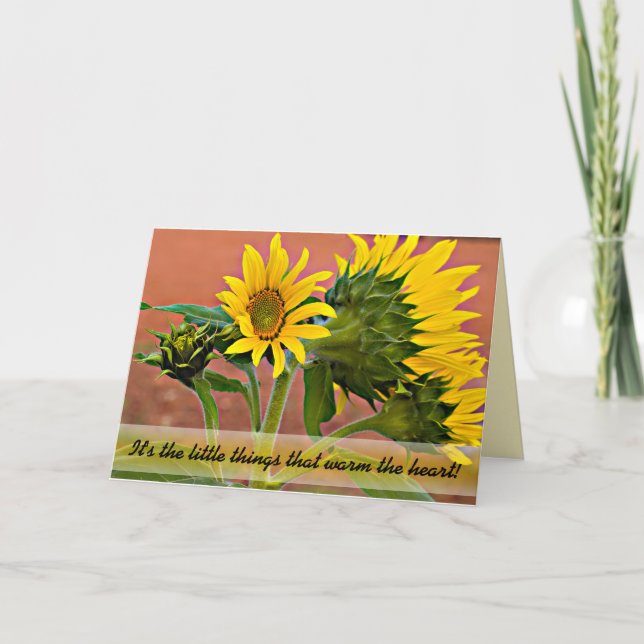 Thinking of You Sunflower Bud Blooms Photo Card (Front)