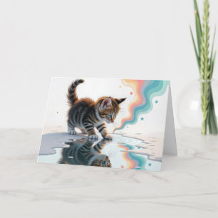 Thinking of You Tabby Kitten in a Puddle Card