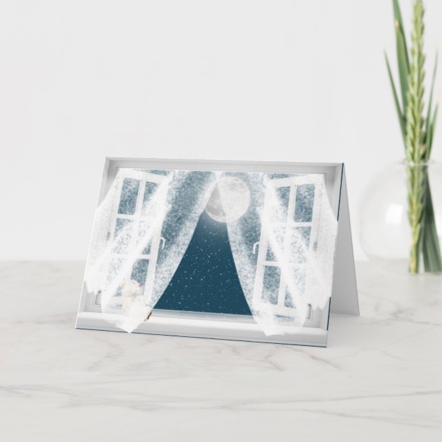 Thinking of You Teddy Bear in Window  Card (Front)