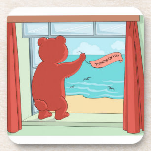 Thinking of You Teddy Bear Missing You Cute Art Coaster