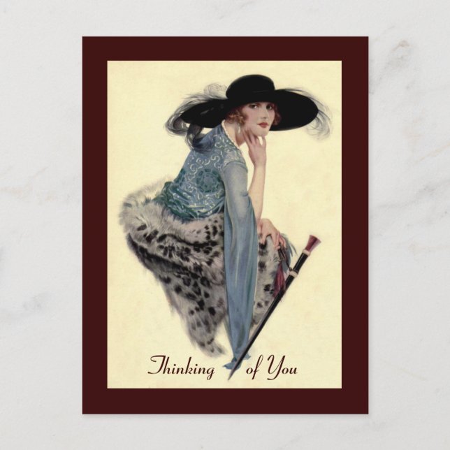 Thinking of You Twenties Glamour Postcard (Front)