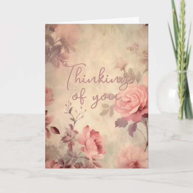 Thinking of You Vintage Rose Card (Front)
