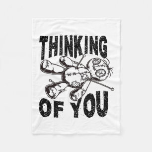Thinking Of You Voodoo Doll Funny Halloween 2024 Fleece Blanket