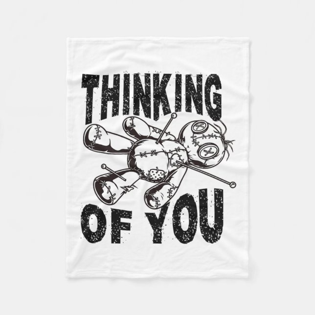 Thinking Of You Voodoo Doll Funny Halloween 2024  Fleece Blanket (Front)