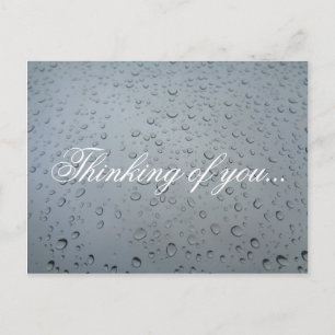 Thinking of you, Water Drops on Window, Rainy Day Postcard
