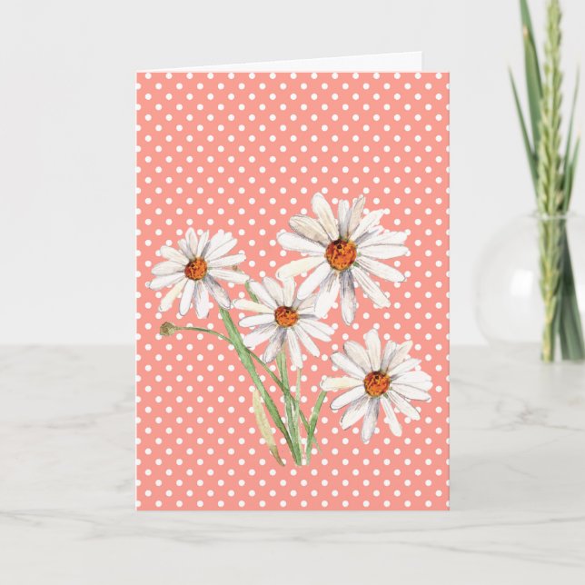 Thinking Of You Watercolor Daisy  Card (Front)