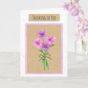 Thinking of You Watercolor Flowers Card