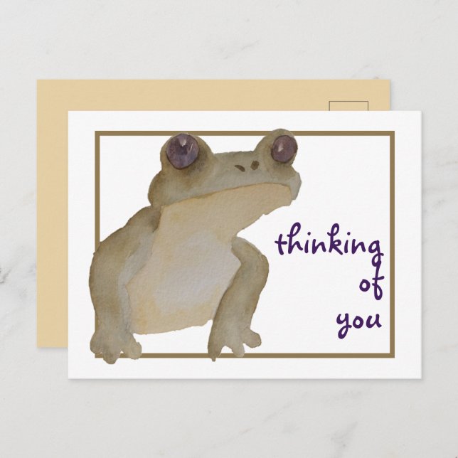 Thinking of You Watercolor Frog Postcard (Front/Back)