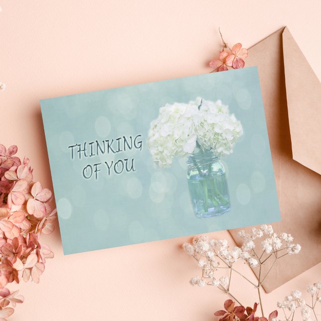 Thinking Of You White Hydrangea In A Vase Card (Creator Uploaded)