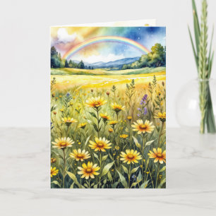 Thinking of You Wildflower Field with Rainbow Card