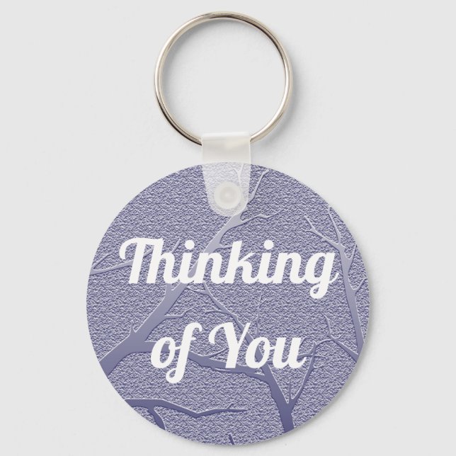 Thinking of You Winter Branches Blue Friendship Key Ring (Front)