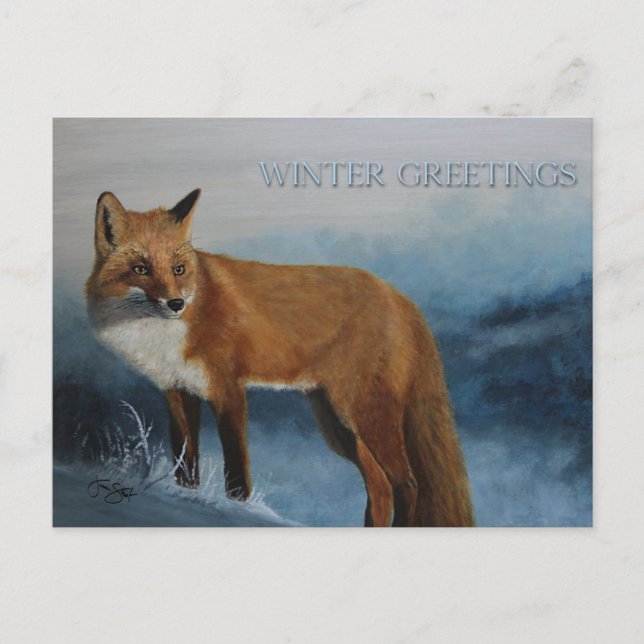 Thinking Of You Winter Fox Postcard (Front)
