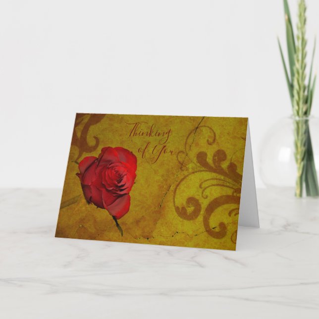 Thinking of You with a red rose Card (Front)
