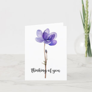 "Thinking of You" with Purple Flower Note Card