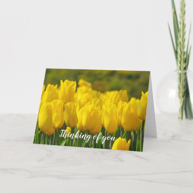Thinking of You Yellow Floral Modern Sympathy Card (Front)