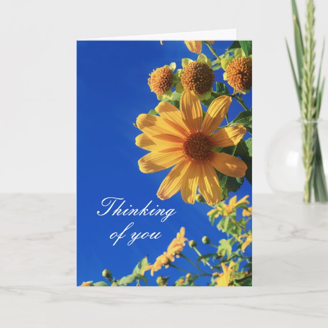 Thinking of You Yellow Flowers Modern Sympathy Card (Front)