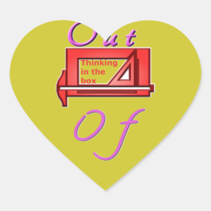 Thinking out of the box. heart sticker
