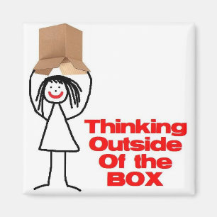 Thinking Outside the Box Cartoon Magnet