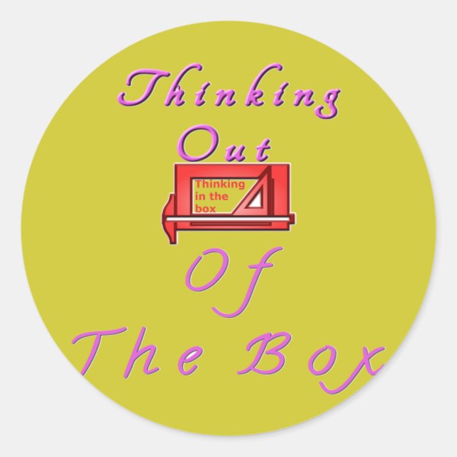 Thinking Outside the Box Design Classic Round Sticker (Front)