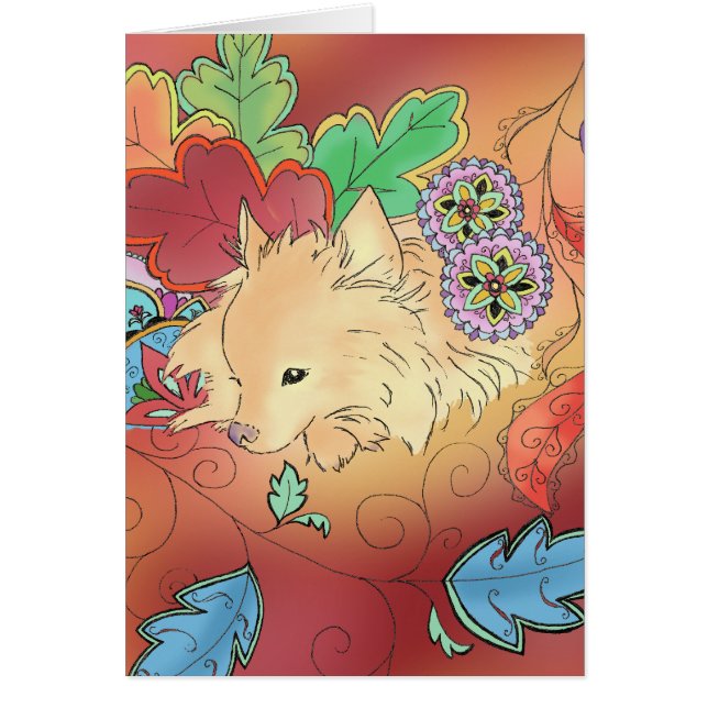 Thinking Pomeranian card (blank) (Front)