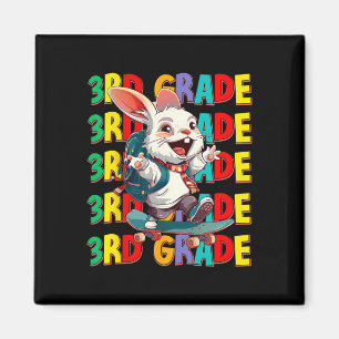 Third 3rd Grade Ck To School Rabbit Skateboarding Magnet