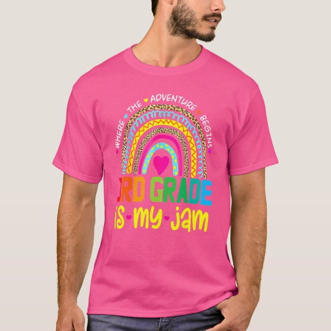 Third 3rd Grade Is My Jam  Back To School Rainbow  T-Shirt (Front)