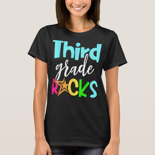 Third 3rd Grade Rocks Back To School Teacher Stude T-Shirt (Front)