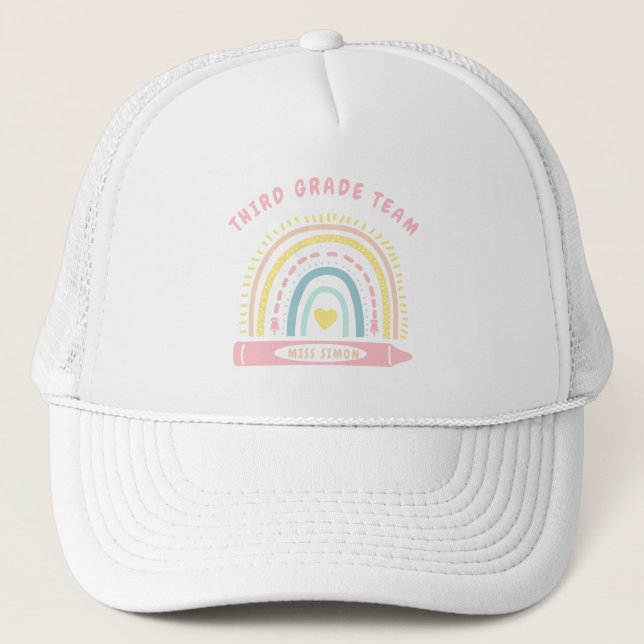 Third 3rd grade Team Squad Teacher Back To School Trucker Hat (Front)