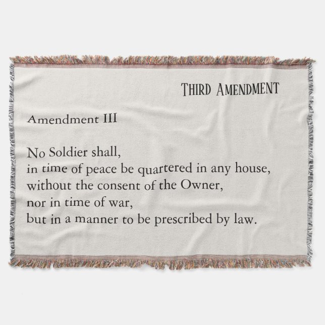 Third Amendment Constitution Protest Throw Blanket (Front)
