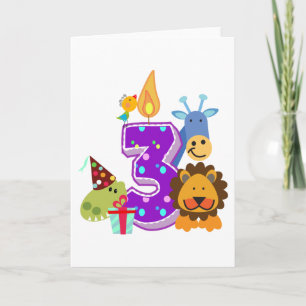 Third birthday Animal friends of the jungle Card