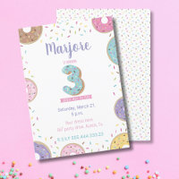 Third Birthday invitation, sweet doughnut invitati