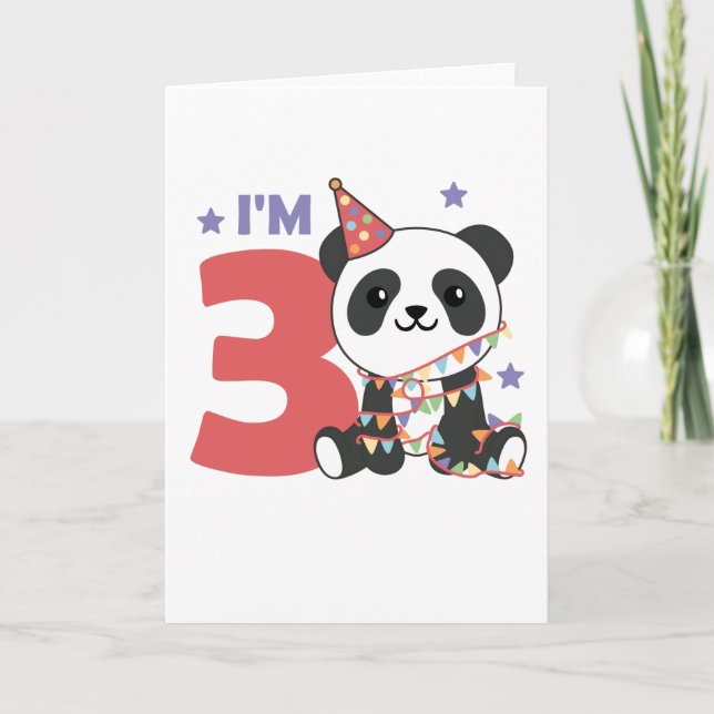 Third Birthday Panda For Children 3 Years Card (Front)