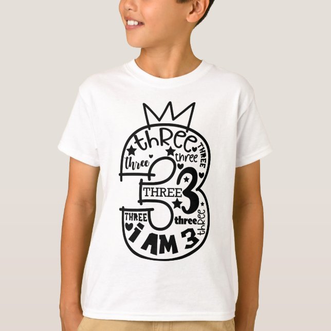 Third Birthday Tee - Design #3: A Trifecta of Fun (Front)
