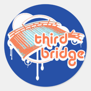 third bridge. orange&blue. classic round sticker