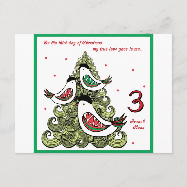 Third Day of Christmas Holiday Postcard (Front)