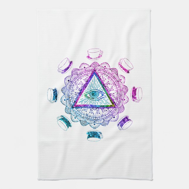 Third Eye All Seeing Eye Coffee Cup Tea Towel (Vertical)