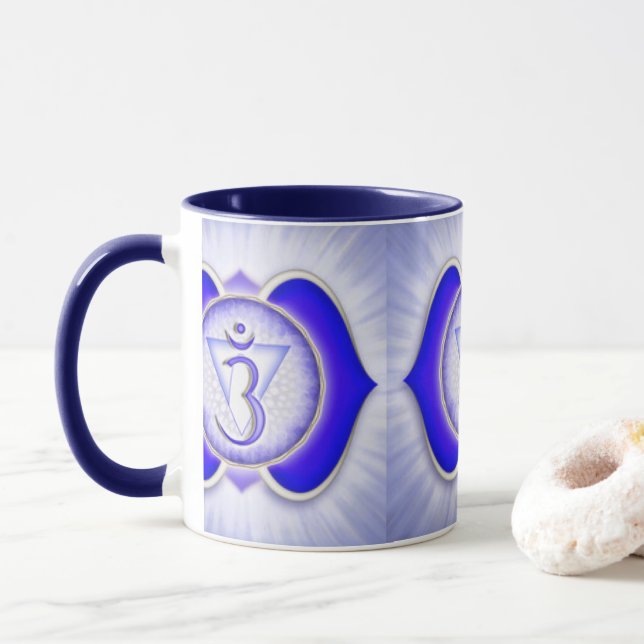 Third Eye Chakra Pattern Print Design Mug (With Donut)