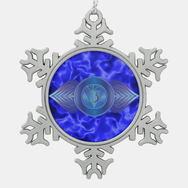 Third Eye Chakra Pewter Snowflake Ornament (Front)