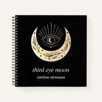 Third eye crescent moon Boho Monogram black