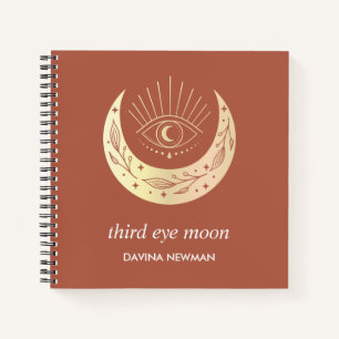 Third eye crescent moon Boho Monogram Notebook