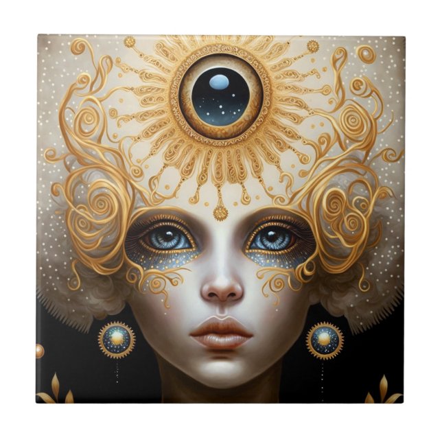 Third Eye Goddess Fantasy Art Tile (Front)