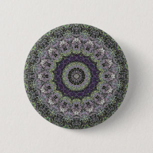 Third Eye Green Abstract Mandala Button