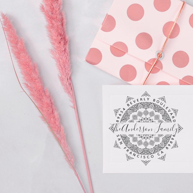 Third Eye Mandala Elegant Script Return Address Rubber Stamp (Creator Uploaded)